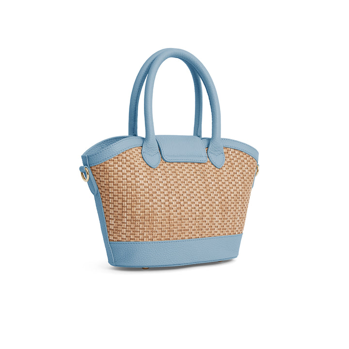 Fairfax & Favor Mini Windsor Basket Bag - Sky Blue Leather