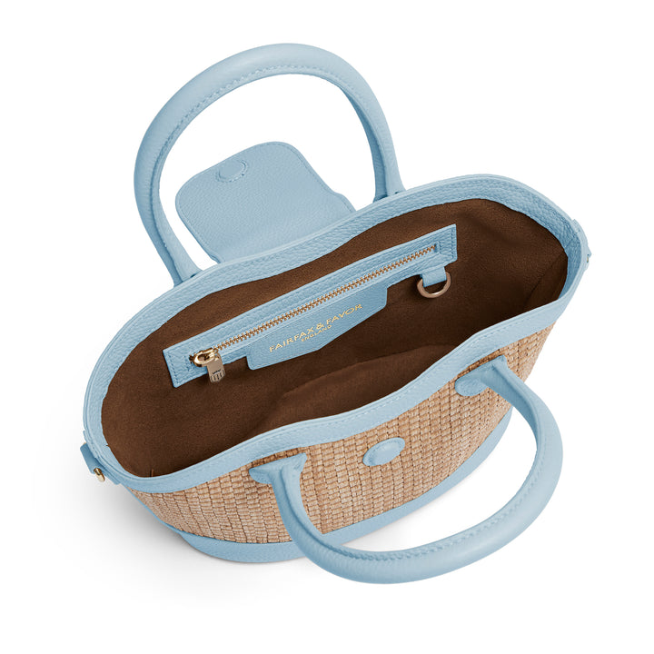 Fairfax & Favor Mini Windsor Basket Bag - Sky Blue Leather