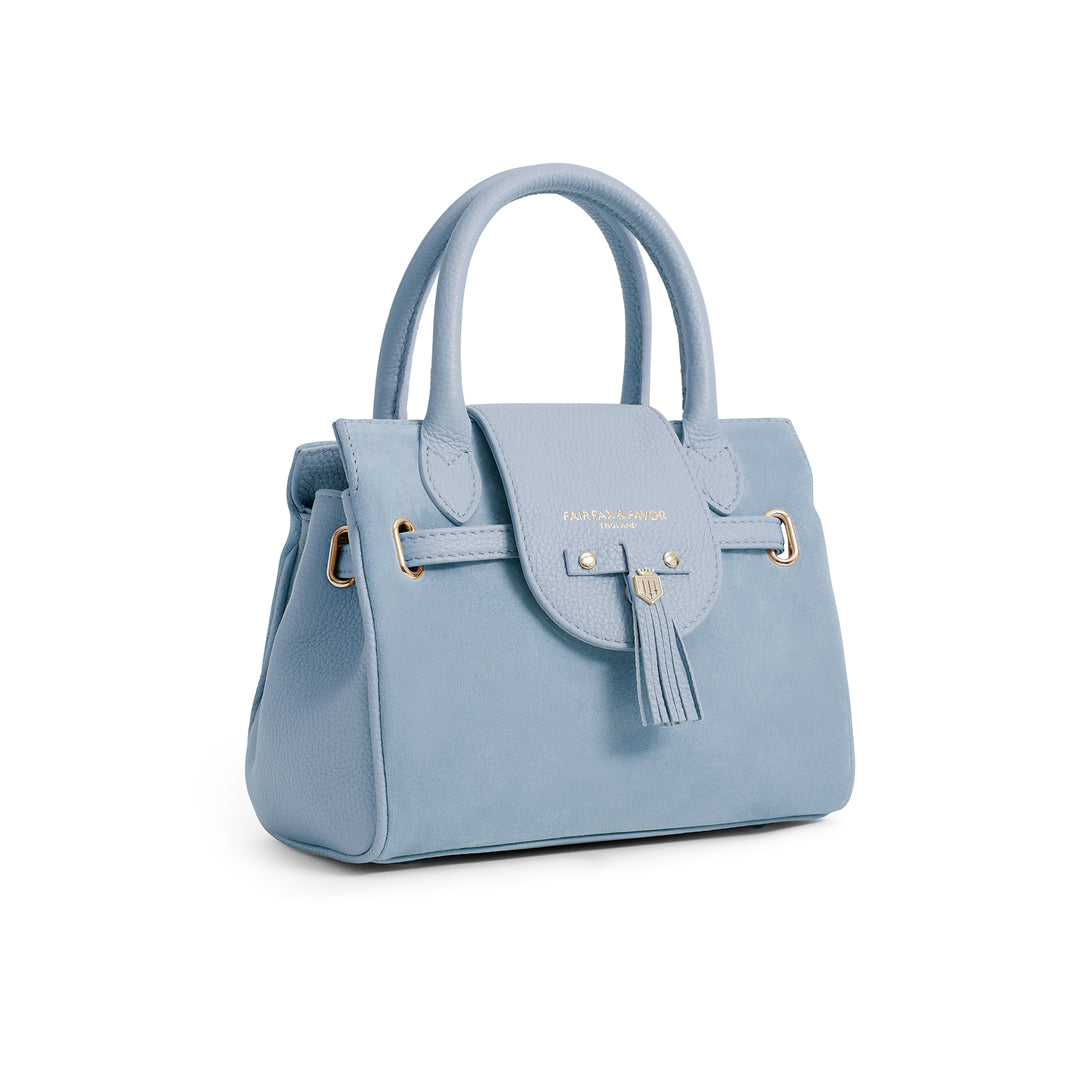 Fairfax & Favor Mini Windsor Handbag - Sky Blue Suede