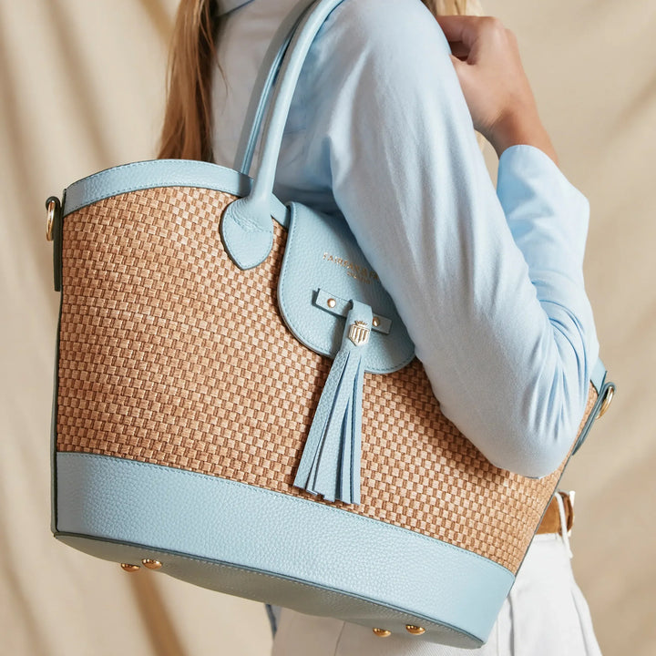 Fairfax & Favor Stockist Exclusive Windsor Basket Bag - Sky Blue
