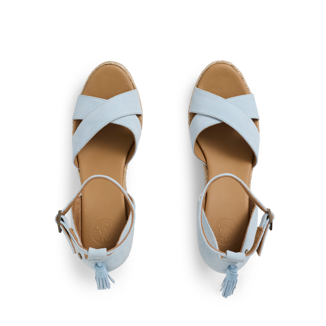 Fairfax & Favor Ladies Valencia Mid Wedge - Sky Blue Suede