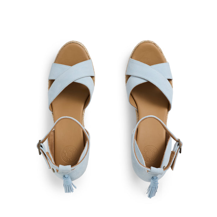 Fairfax & Favor Ladies Valencia Mid Wedge - Sky Blue Suede