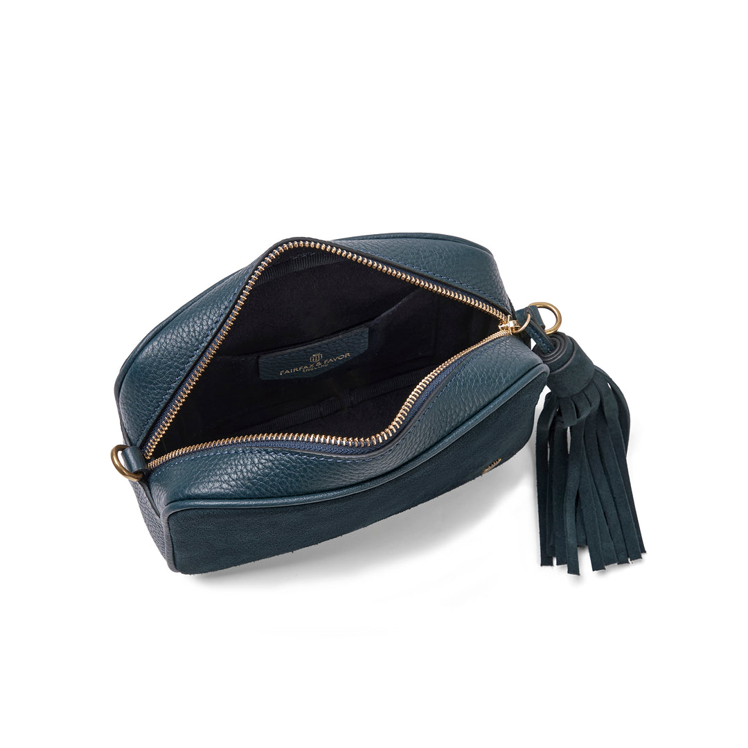 Fairfax & Favor Farnham Cross Body Bag - Teal Suede