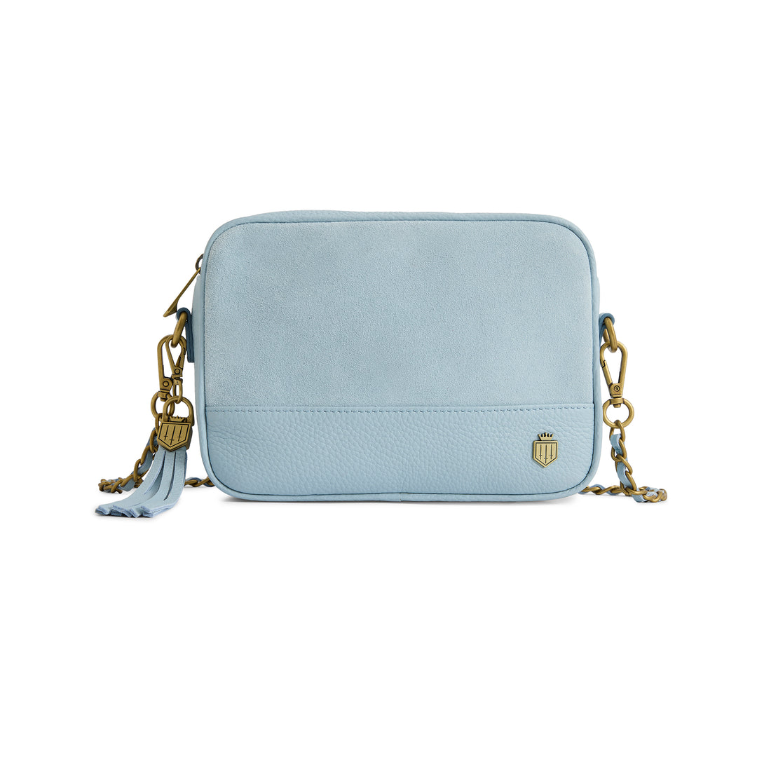 Fairfax & Favor Finsbury Cross Body Bag - Sky Blue Suede