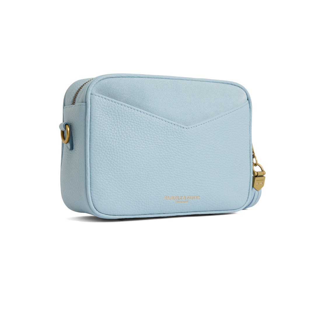 Fairfax & Favor Finsbury Cross Body Bag - Sky Blue Suede