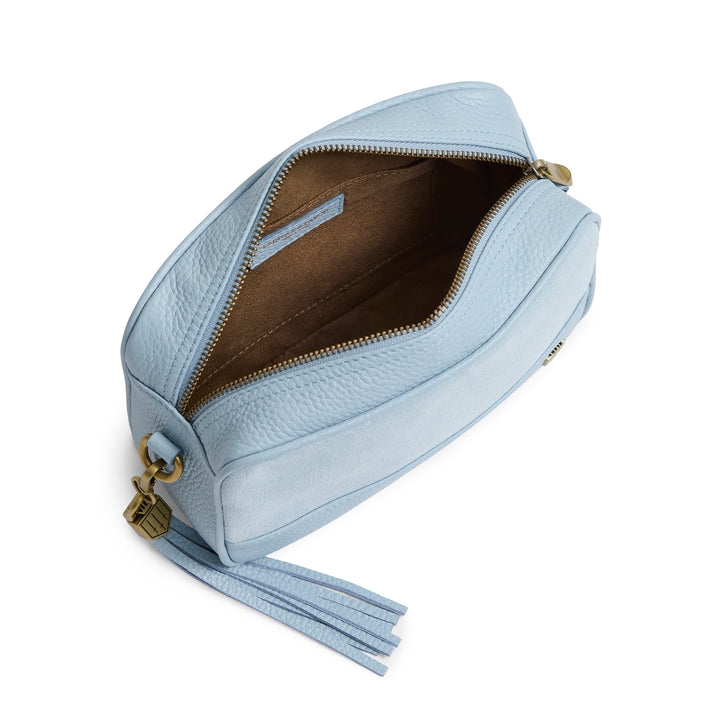 Fairfax & Favor Finsbury Cross Body Bag - Sky Blue Suede