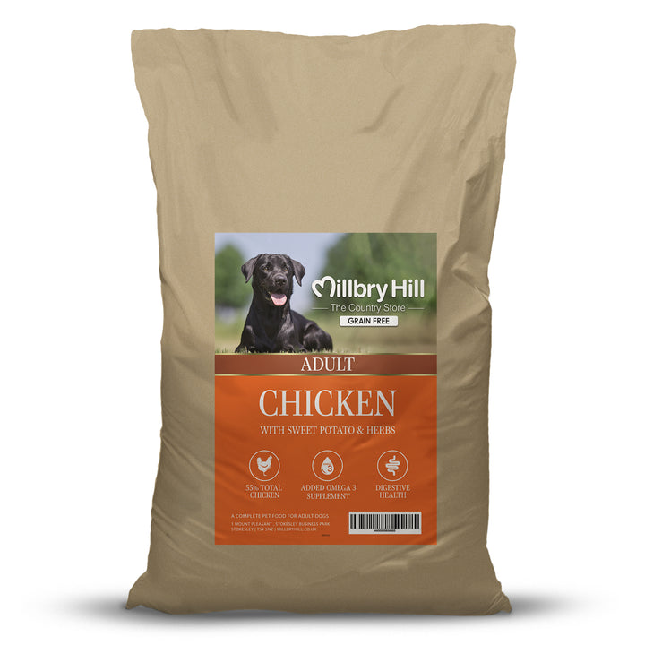 Millbry Hill Grain Free Adult Dog Food with Food with Chicken, Sweet Potato & Herbs 12kg