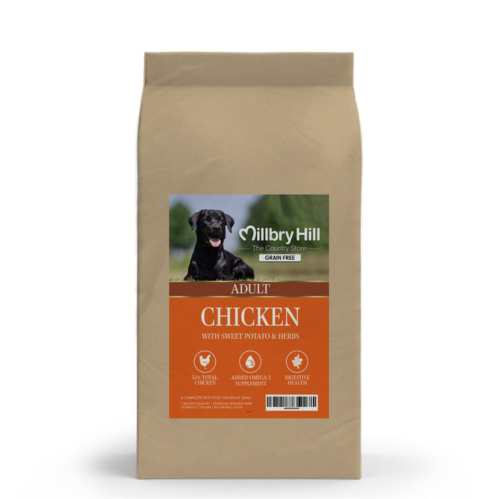Millbry Hill Grain Free Adult Dog Food with Food with Chicken, Sweet Potato & Herbs 2kg