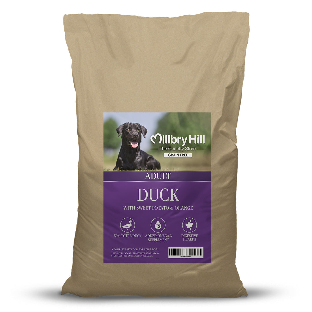 Millbry Hill Grain Free Adult Dog Duck, Sweet Potato & Orange Dog Food 12kg