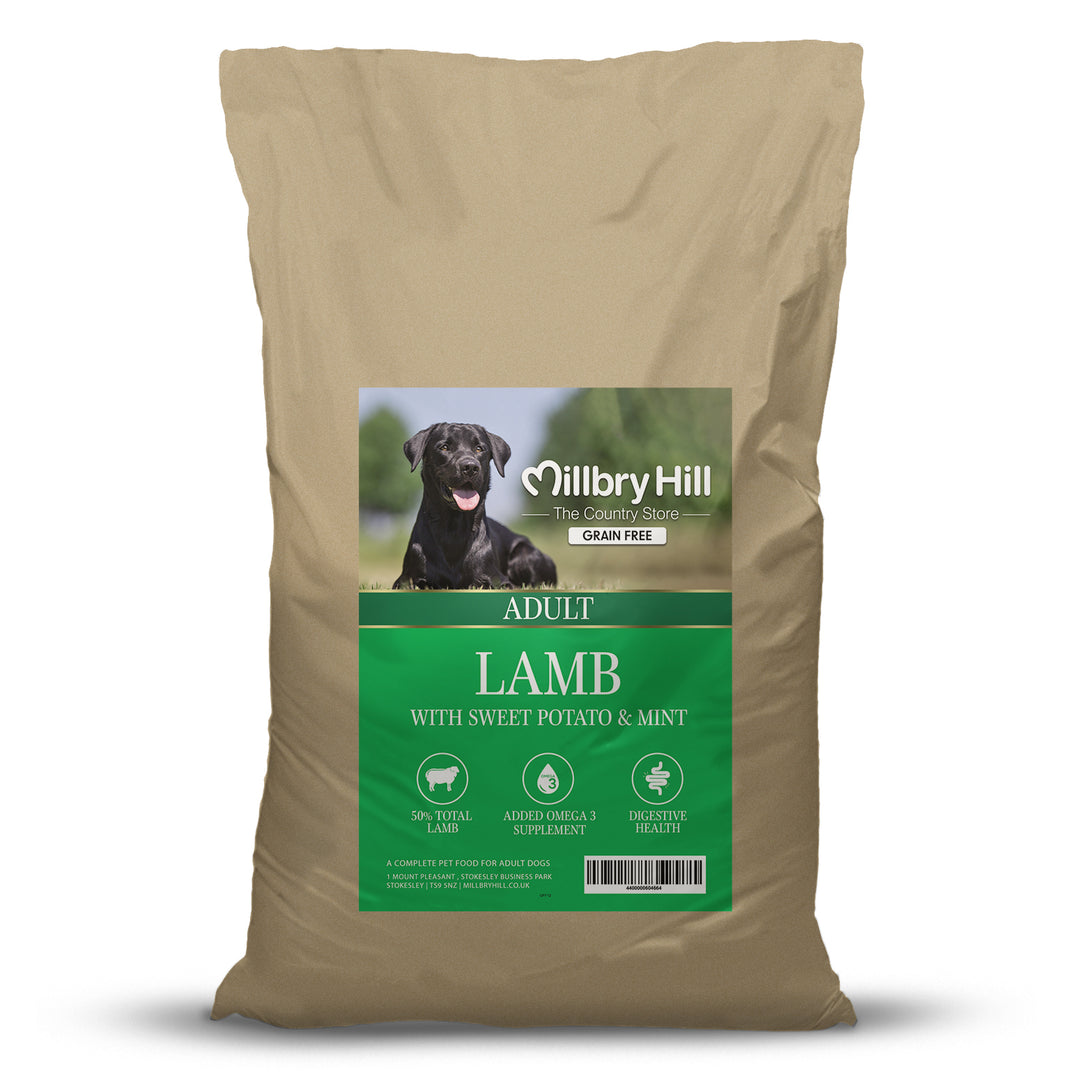 Millbry Hill Grain Free Adult Dog Food with Lamb, Sweet Potato & Mint 12kg
