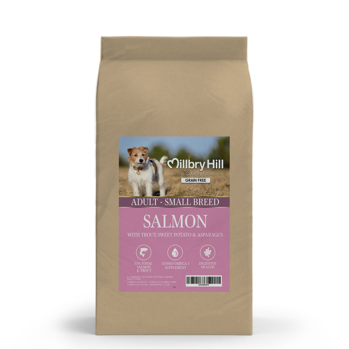 Millbry Hill Grain Free Adult Small Breed Dog Food with Salmon, Trout, Sweet Potato & Asparagus 2kg