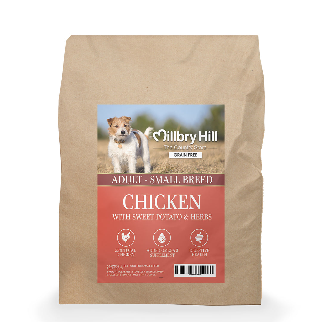 Millbry Hill Grain Free Adult Small Breed Dog Food with Chicken, Sweet Potato & Herbs