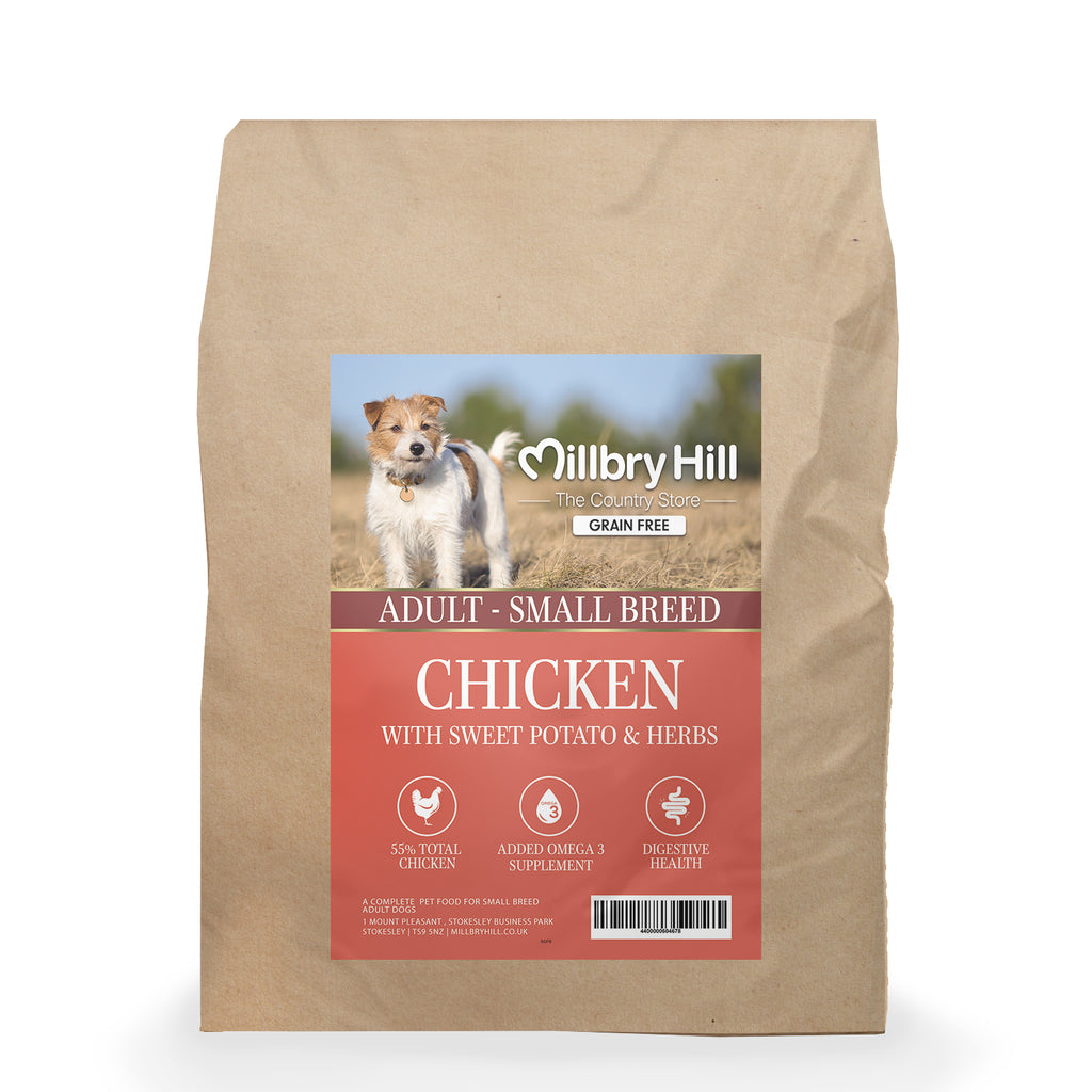 Grain Free Small Breed Dog Chicken, Sweet Potato, Herbs | Millbry Hill