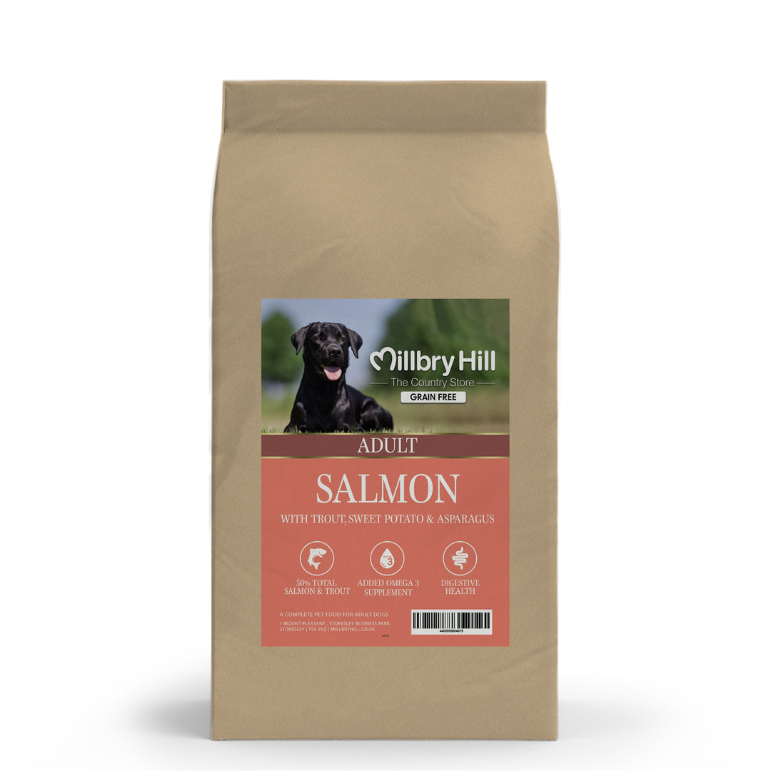 Millbry Hill Grain Free Adult Dog Food with Salmon, Trout, Sweet Potato & Asparagus 2kg