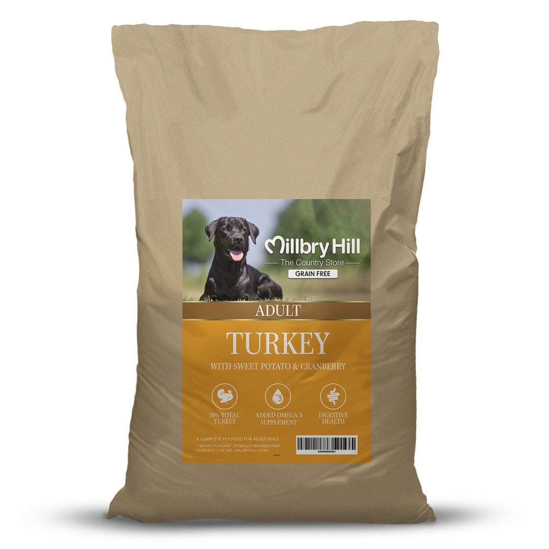 Millbry Hill Grain Free Adult Dog Food with Turkey, Sweet Potato & Cranberry 12kg