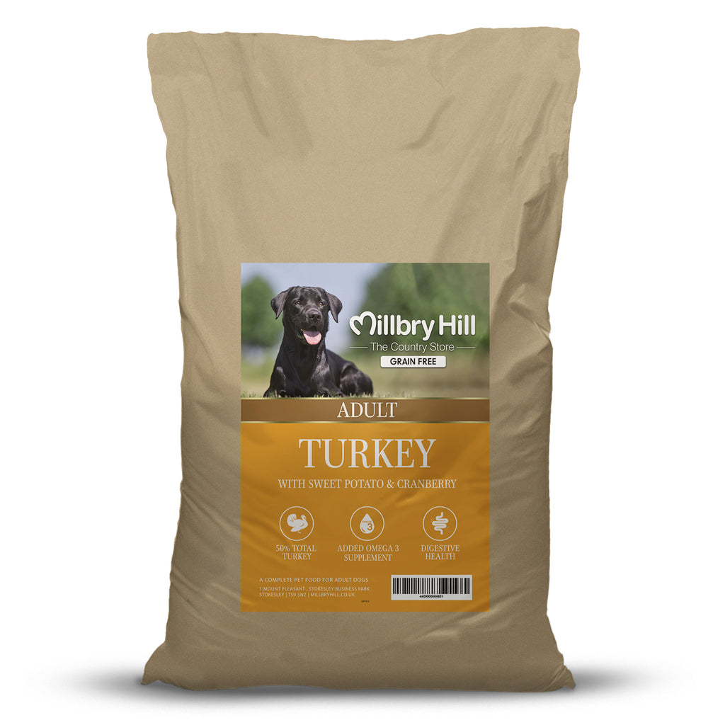 Grain Free Adult Dog Food Turkey Sweet Potato Cranberry | Millbry Hill