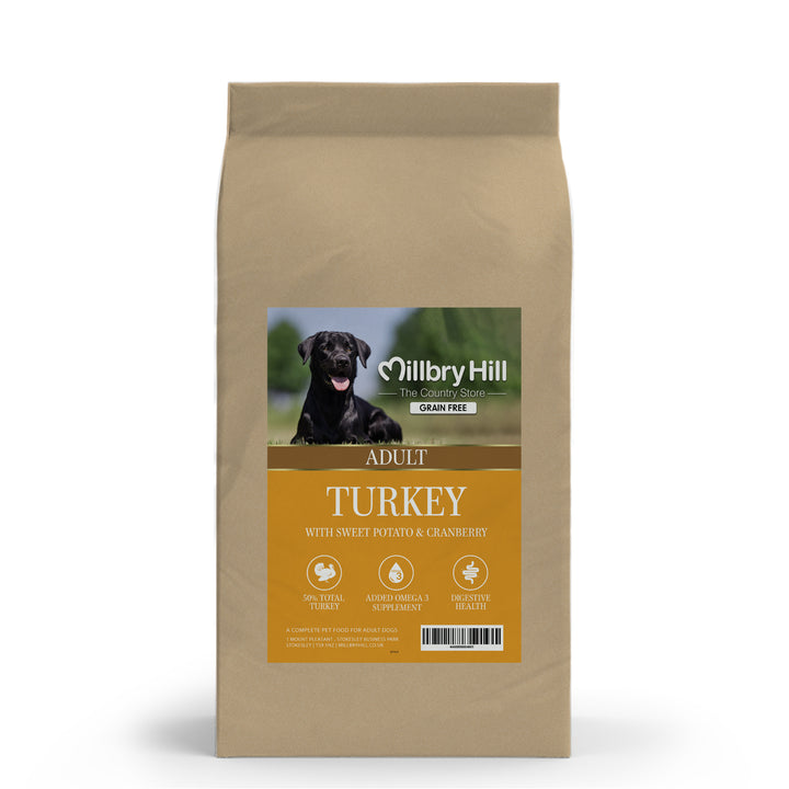 Millbry Hill Grain Free Adult Dog Food with Turkey, Sweet Potato & Cranberry 2kg