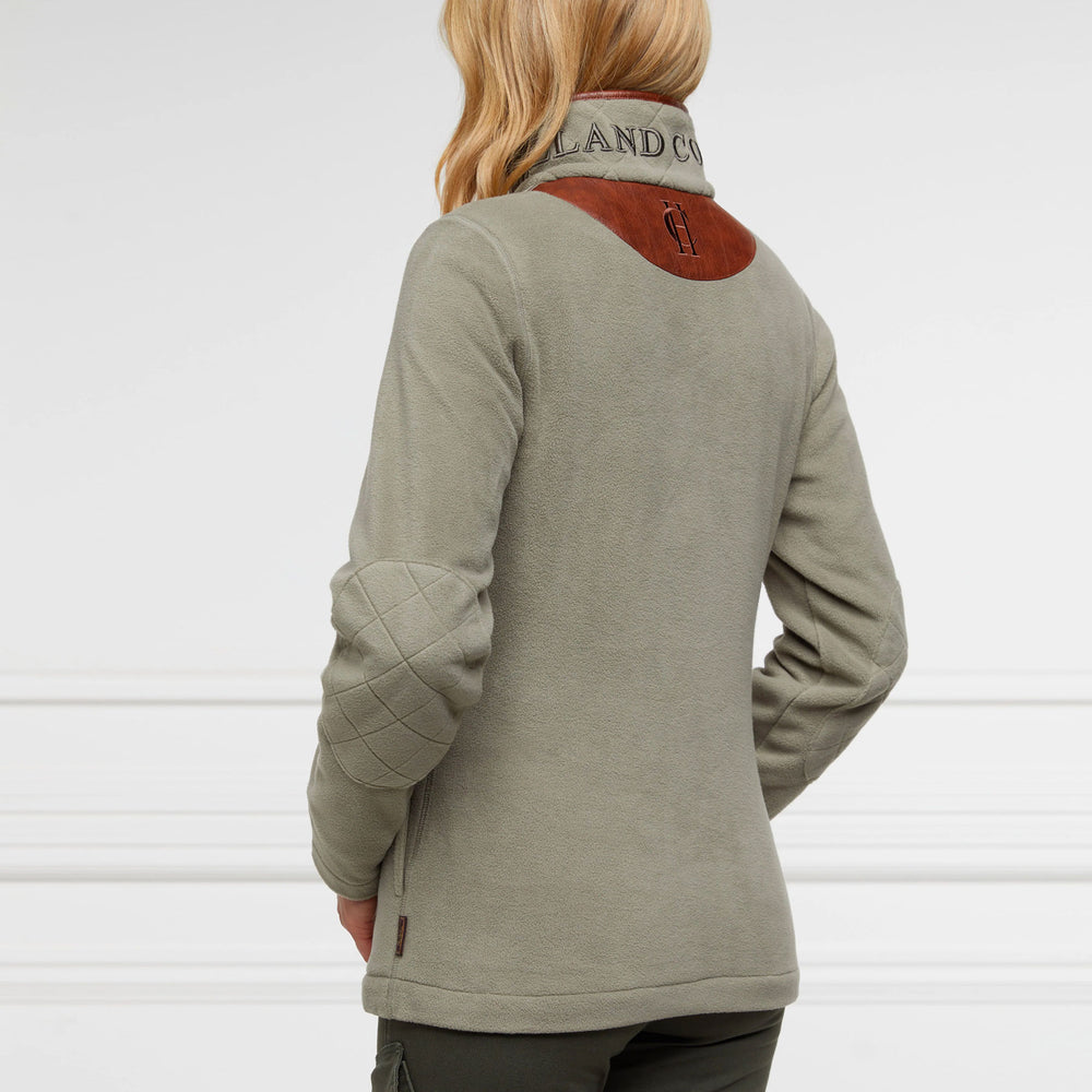 Back view of Holland Cooper Ladies Country Fleece Half Zip#Light Green