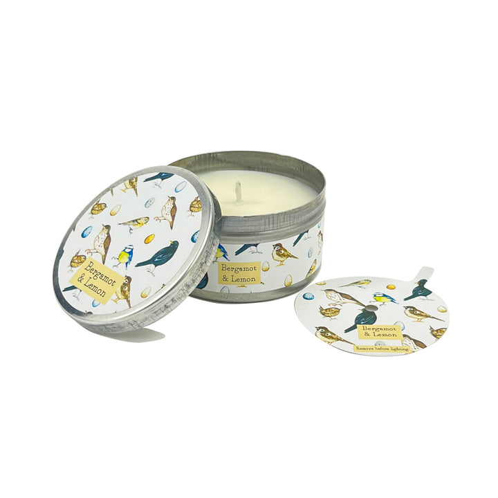 Heaven Scent 100g Tin Candle - Bergamont & Lemon (British Birds)