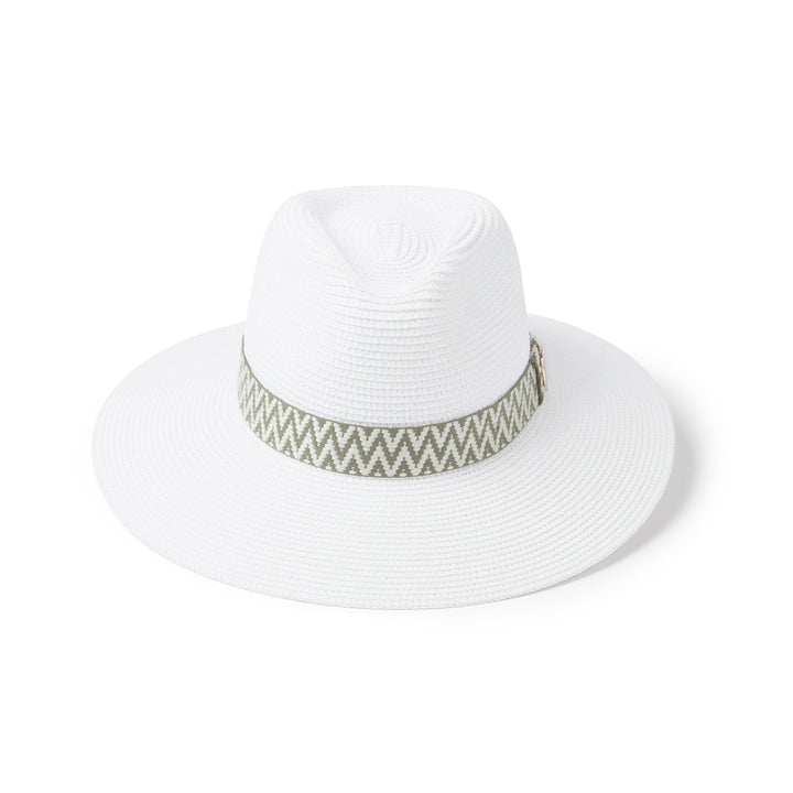 Hicks & Brown Hemley Wide Brim Fedora Khaki Aztec Ribbon