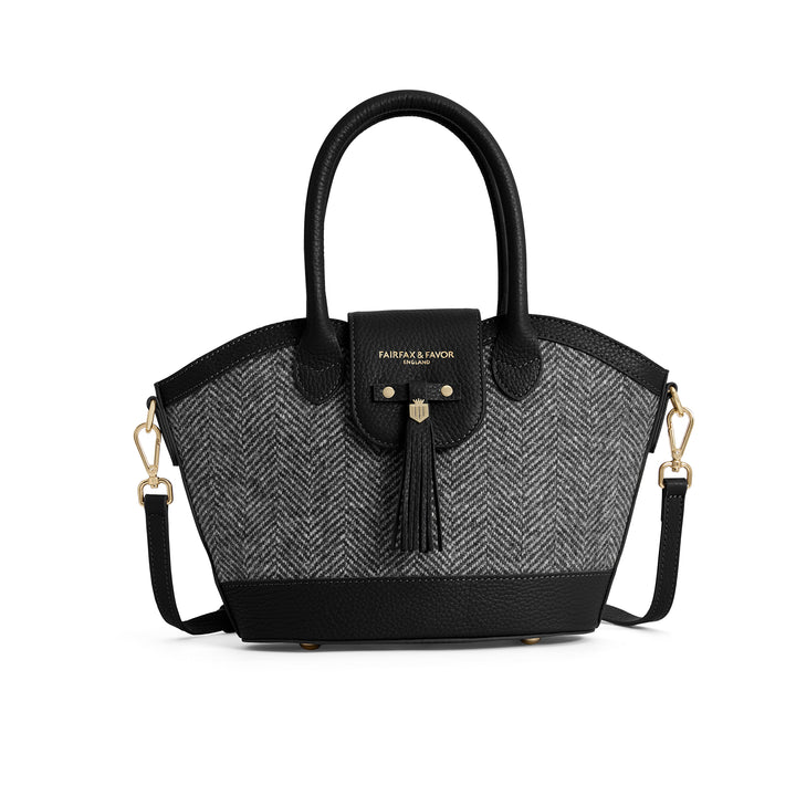 Fairfax & Favor Ladies Herringbone Black Leather Mini Windsor Tote