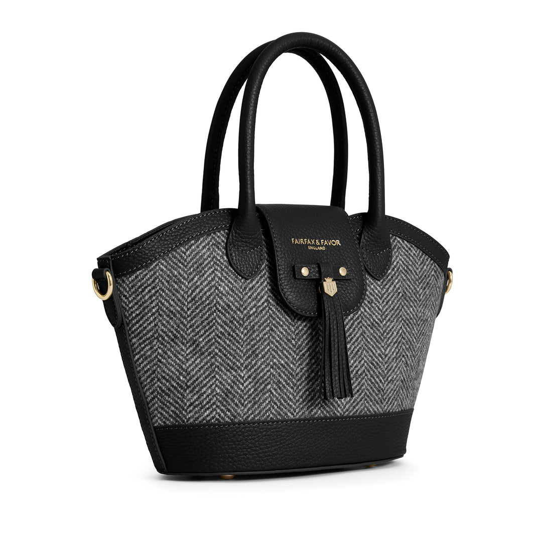 Fairfax & Favor Ladies Herringbone Black Leather Mini Windsor Tote