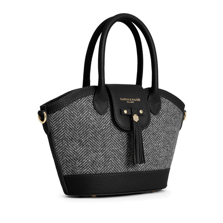 Fairfax & Favor Ladies Herringbone Black Leather Mini Windsor Tote