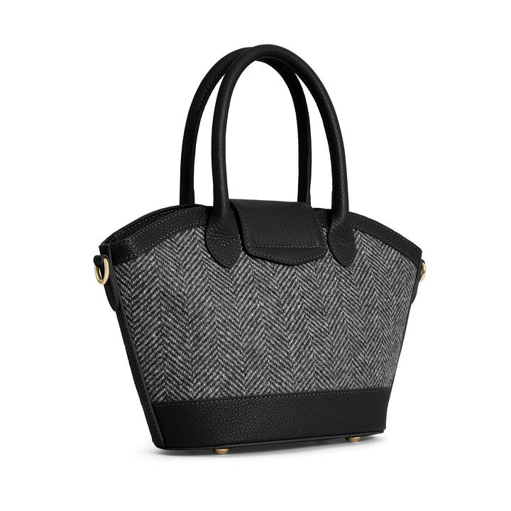 Fairfax & Favor Ladies Herringbone Black Leather Mini Windsor Tote