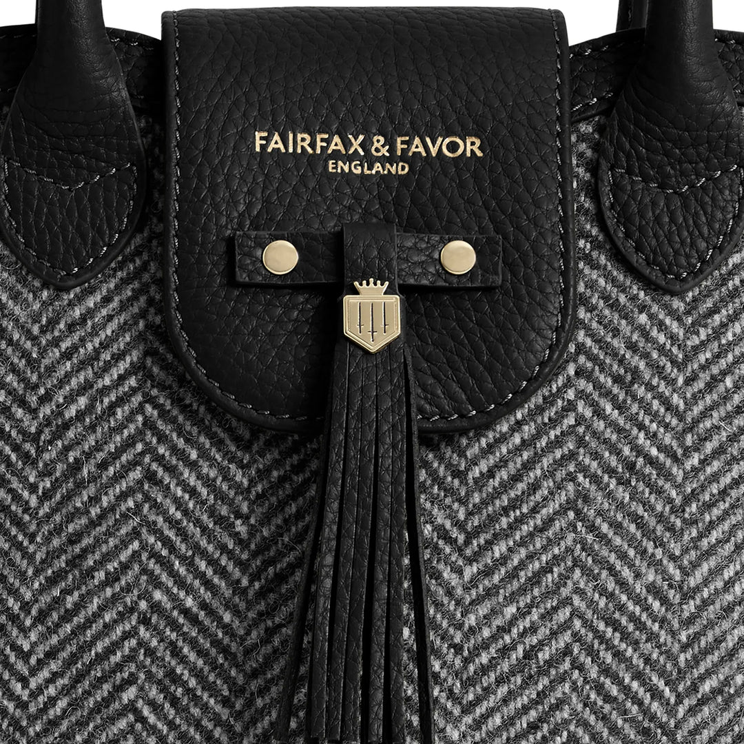 Fairfax & Favor Ladies Herringbone Black Leather Mini Windsor Tote
