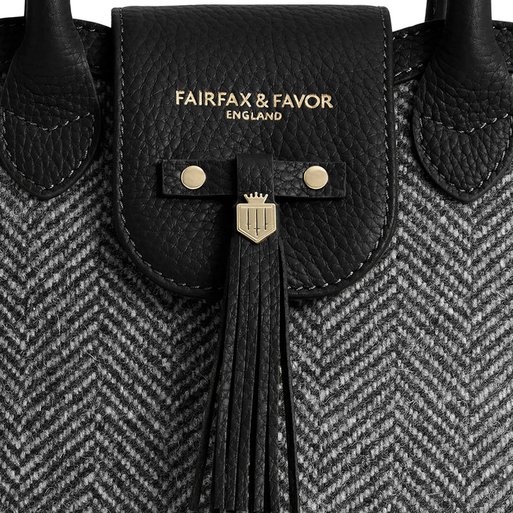 Fairfax & Favor Ladies Herringbone Black Leather Mini Windsor Tote