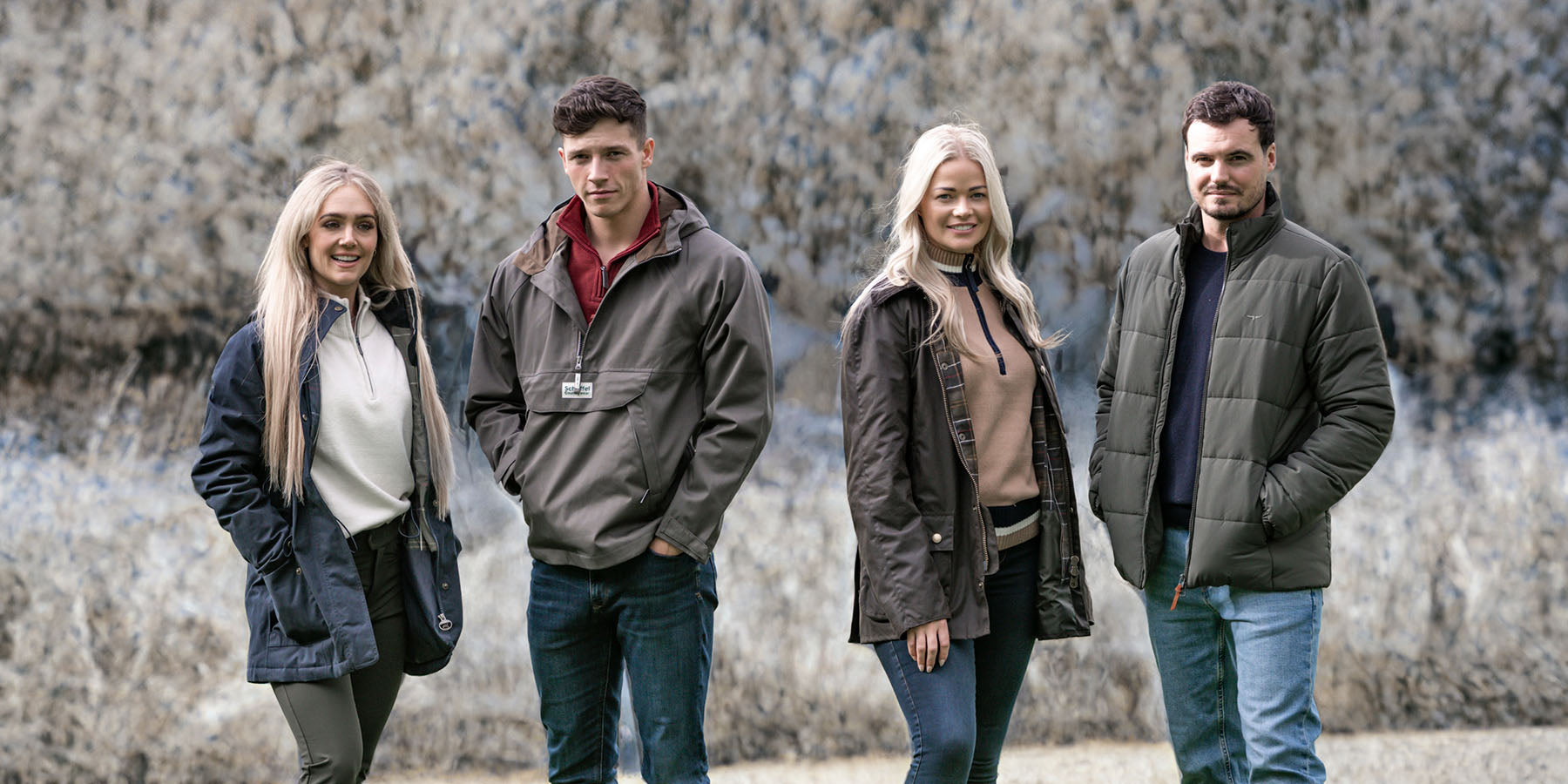 Couples wearing country clothing