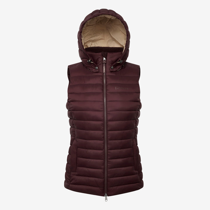 LeMieux Ladies Rose Hooded Puffer Gilet - Damson