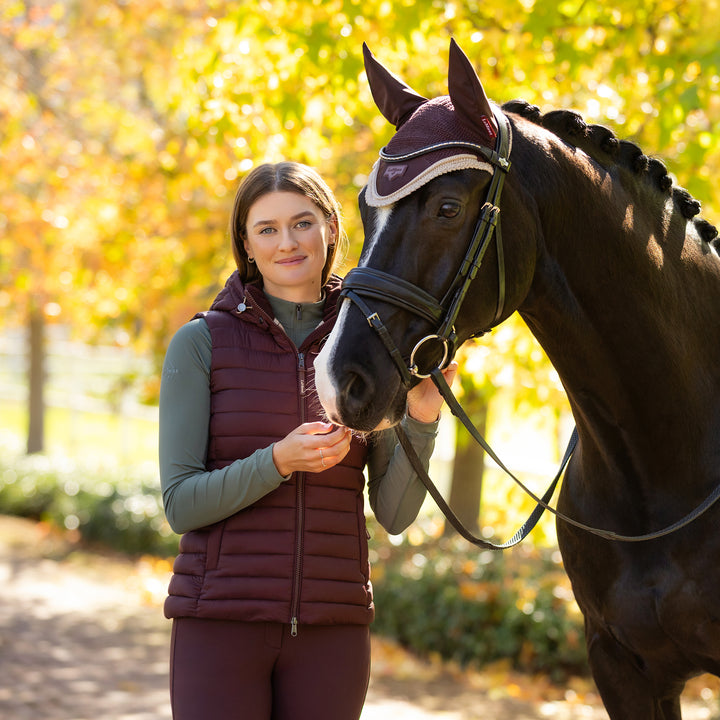 LeMieux Ladies Rose Hooded Puffer Gilet - Damson