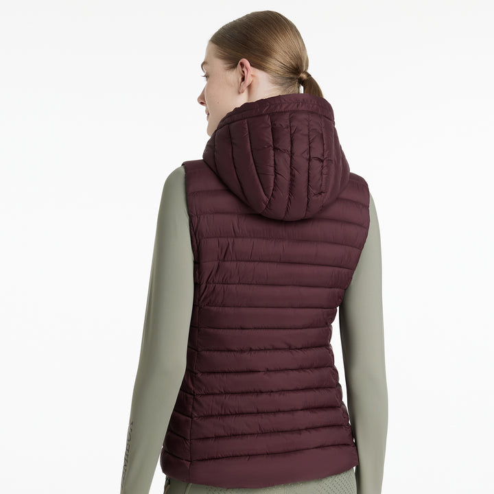 LeMieux Ladies Rose Hooded Puffer Gilet - Damson
