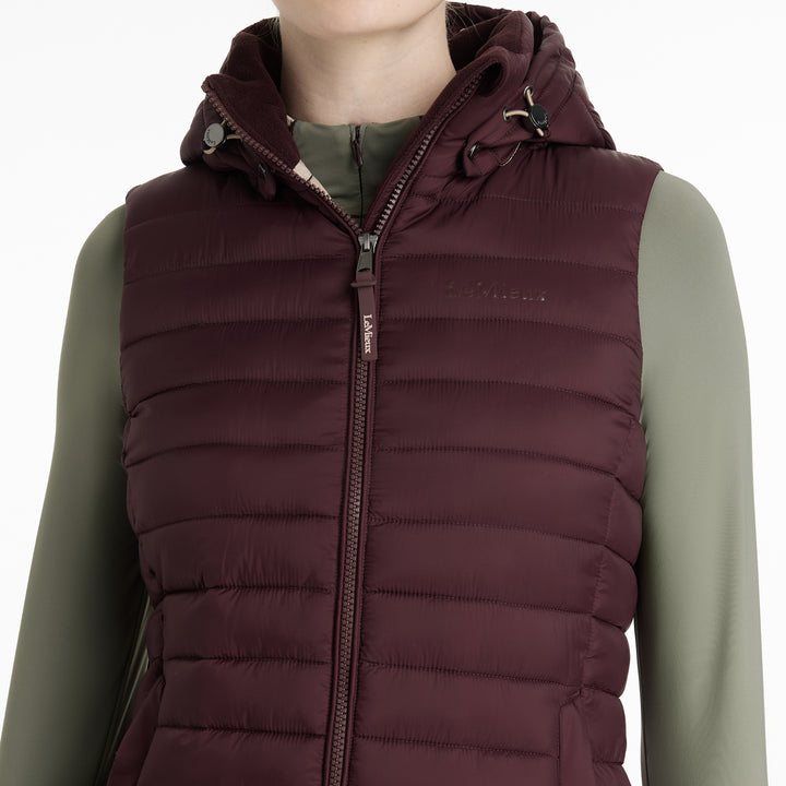 LeMieux Ladies Rose Hooded Puffer Gilet - Damson