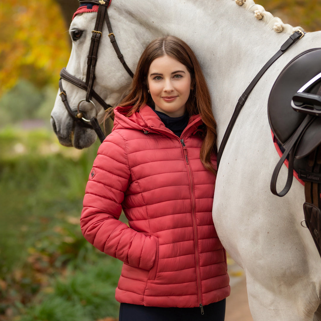LeMieux Ladies Rose Hooded Puffer Jacket - Cranberry