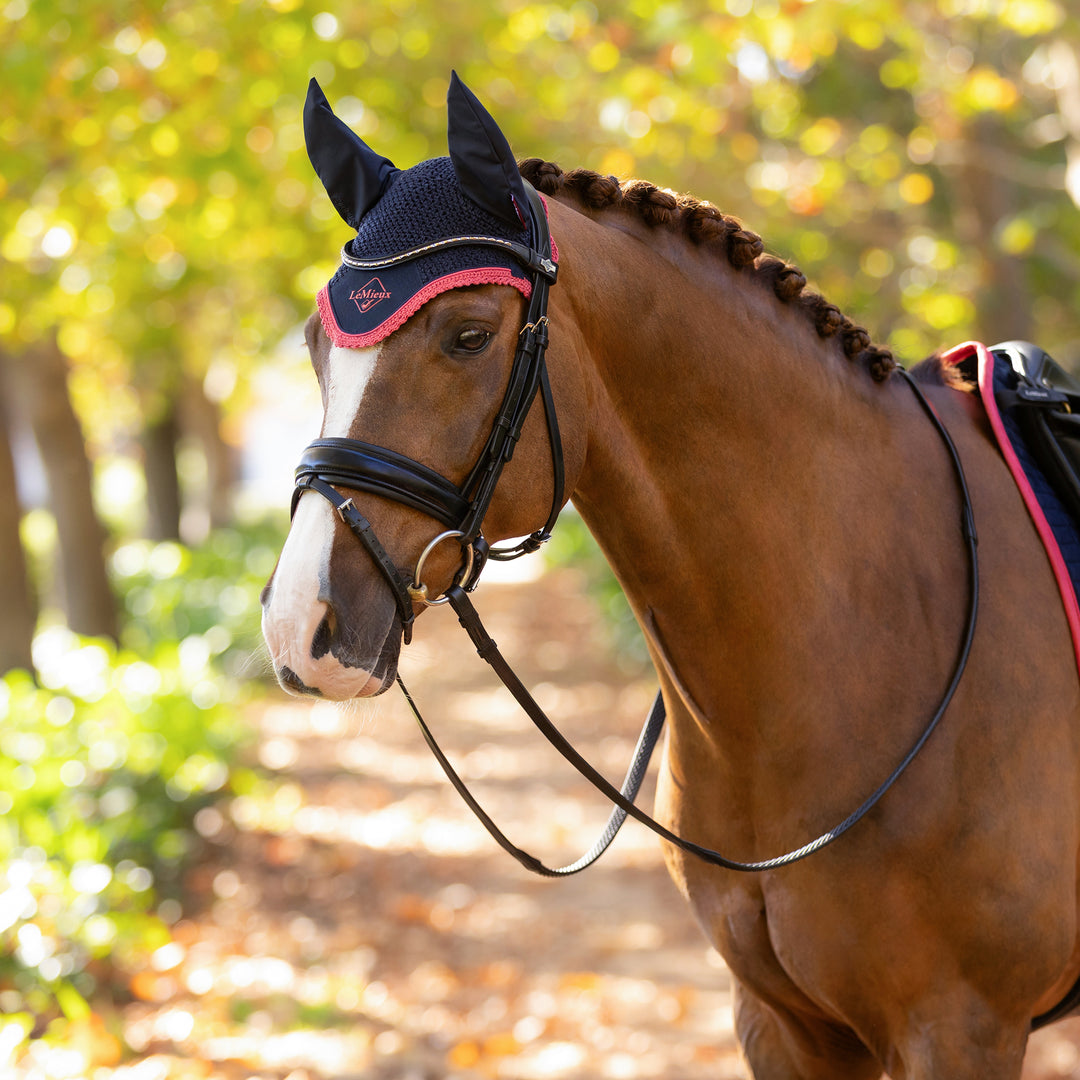 LeMieux Classic Fly Hood Navy/Cranberry