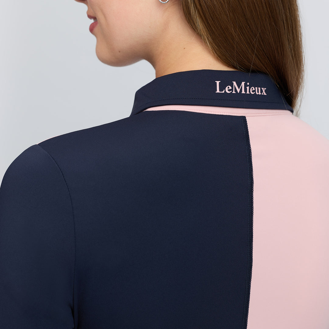 LeMieux Ladies Harlequin Rugby Shirt Base Layer - Petal/Navy