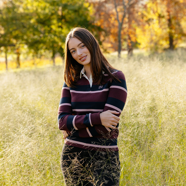 LeMieux Ladies Sloane Stripe Rugby Shirt - Bramble