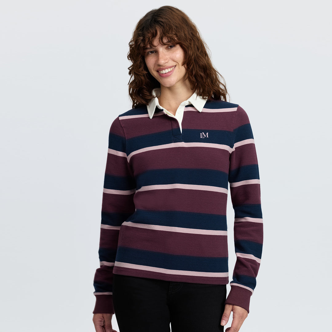 LeMieux Ladies Sloane Stripe Rugby Shirt - Bramble