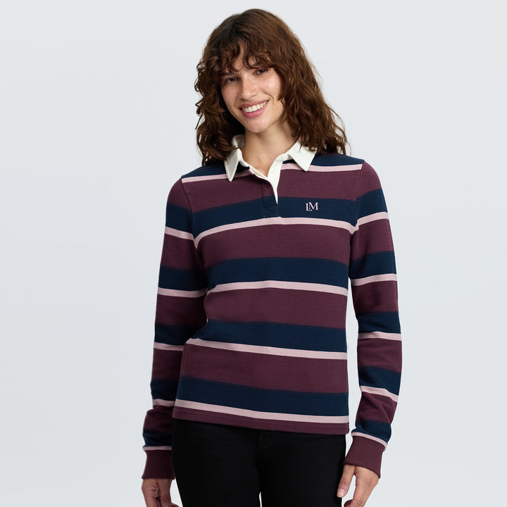 LeMieux Ladies Sloane Stripe Rugby Shirt - Bramble