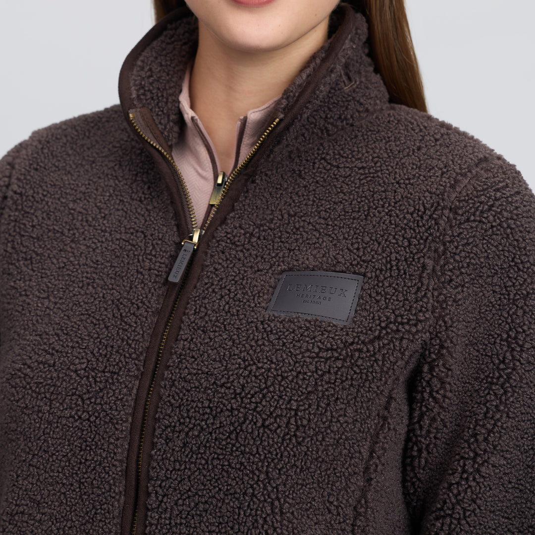 LeMieux Ladies Heritage Borg Zip Through Jacket - Cocoa