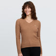 LeMieux Ladies Cora Cable V-Neck Knit Jumper - Caramel