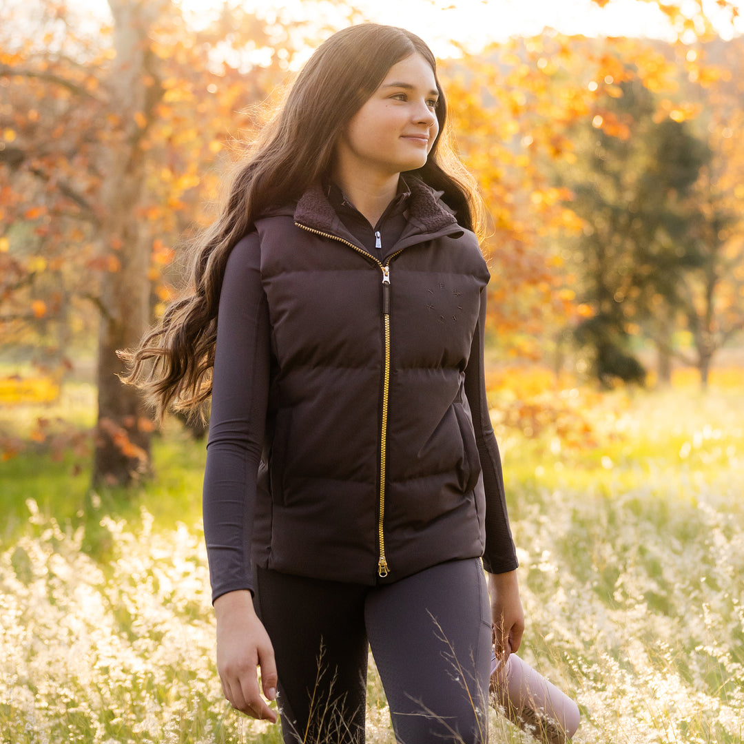 LeMieux Young Rider Joey Hooded Gilet - Cocoa