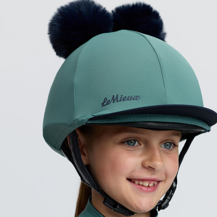 LeMieux Mini Double Pom Hat Silk - Navy/Aloe