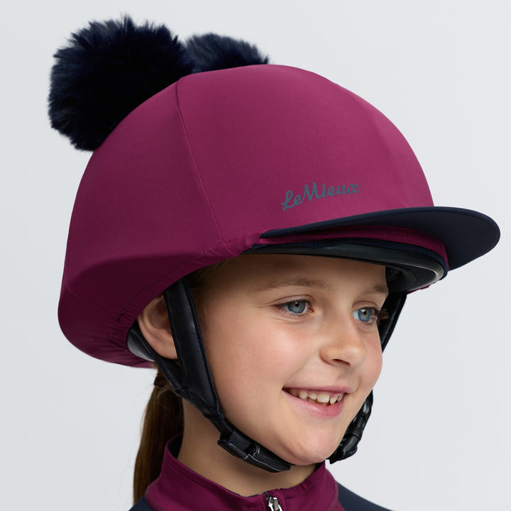 LeMieux Mini Double Pom Hat Silk - Blackberry