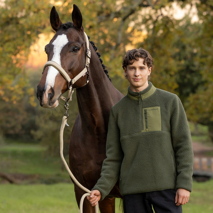 LeMieux Mens Borg Half Zip Sweat - Olive