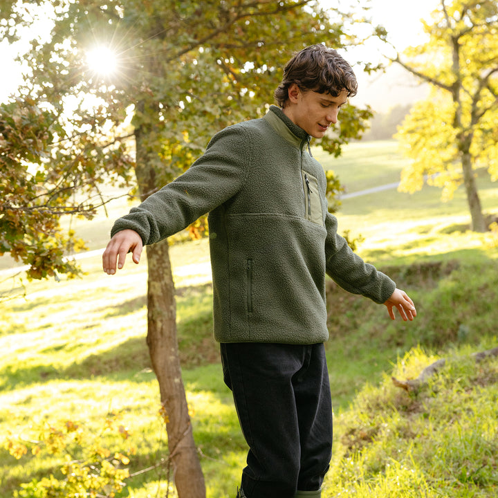 LeMieux Mens Borg Half Zip Sweat - Olive