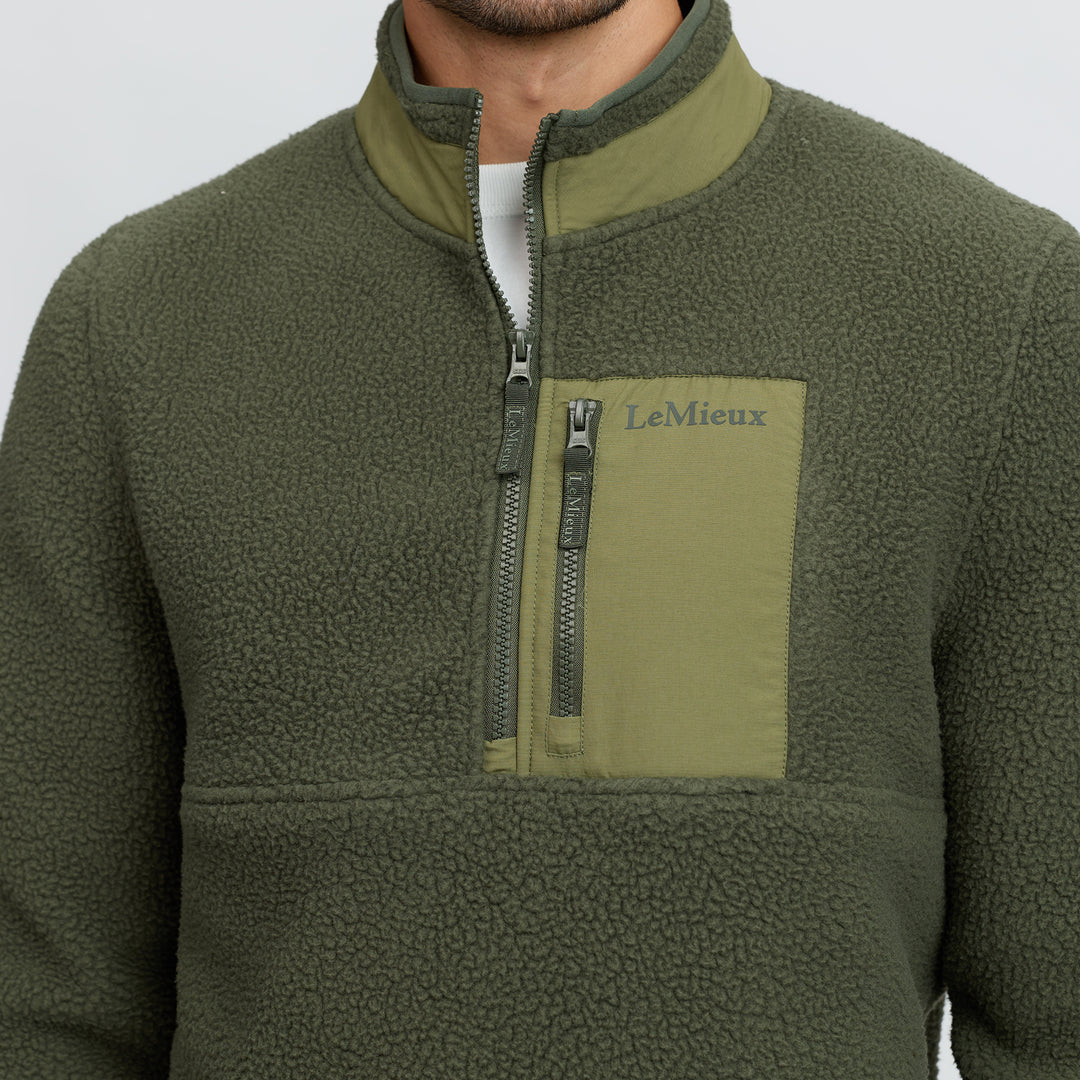 LeMieux Mens Borg Half Zip Sweat - Olive