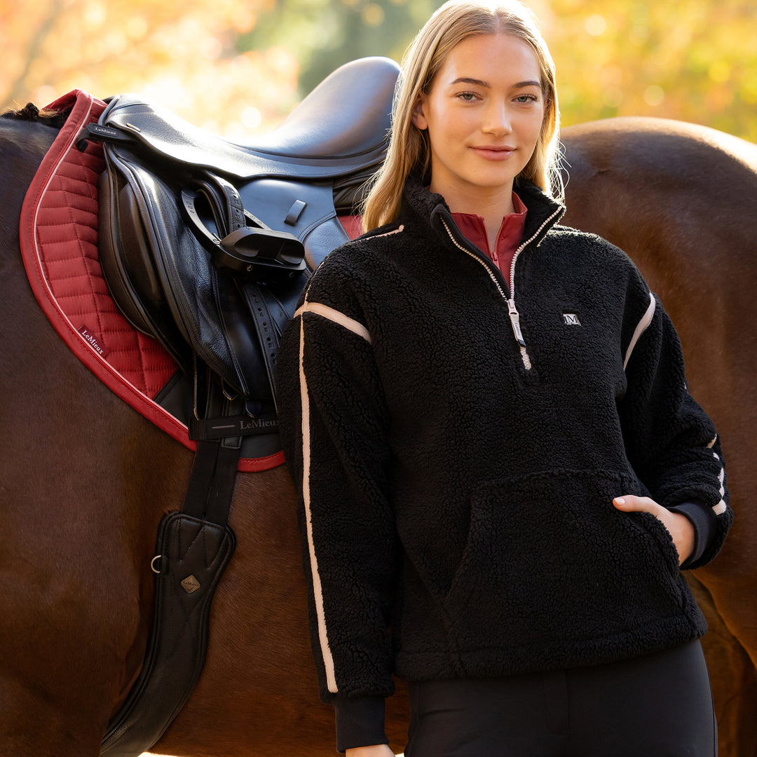 LeMieux Ladies Avery Teddy Quarter Zip Fleece - Black